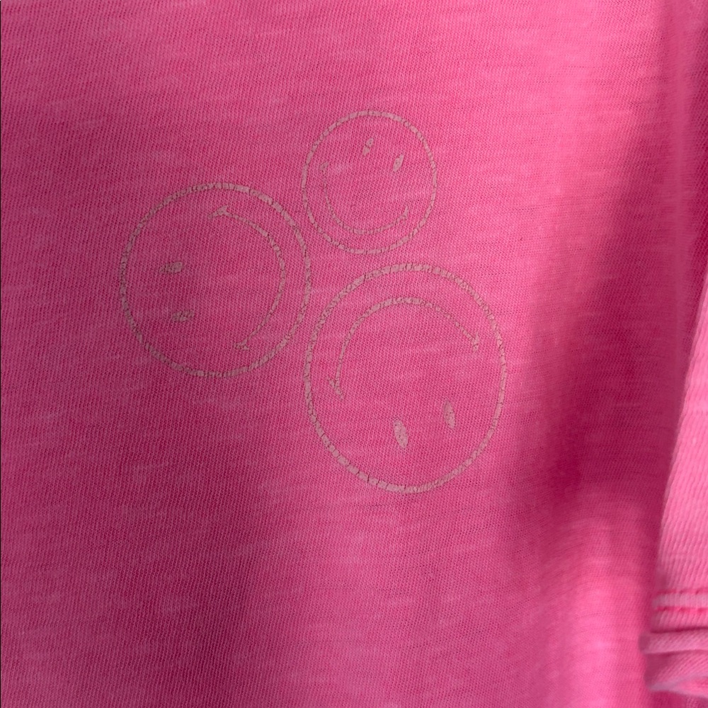 Aerie Bright Neon Pink Smiley Face Graphic Short Sleeve Oversized Tee - Picture 4 of 10